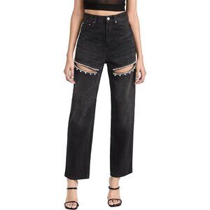 Women's High Waist Ripped Wide Leg Jeans Polyester Y2K Streetwear